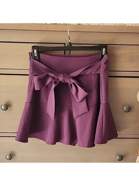 Zara Purple Mini Fit and Flare Skirt with Tie Front And Built In Shorts Size Sm